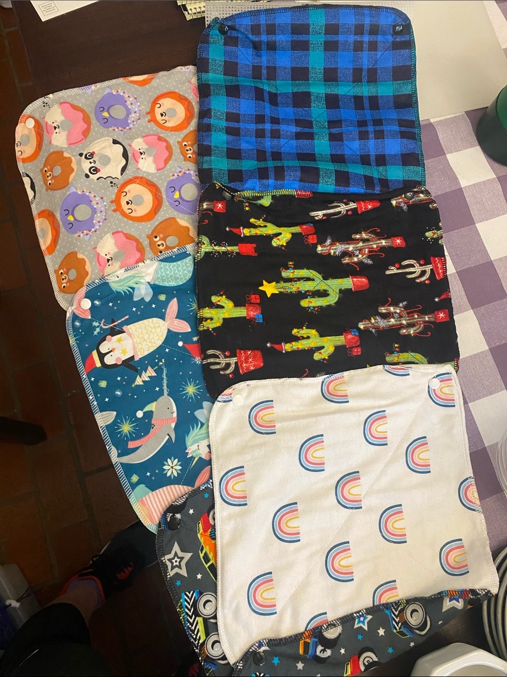 Kids Soft Reusable Bath Washcloths - Multicolor Rainbow & Pattern Set, set of 6